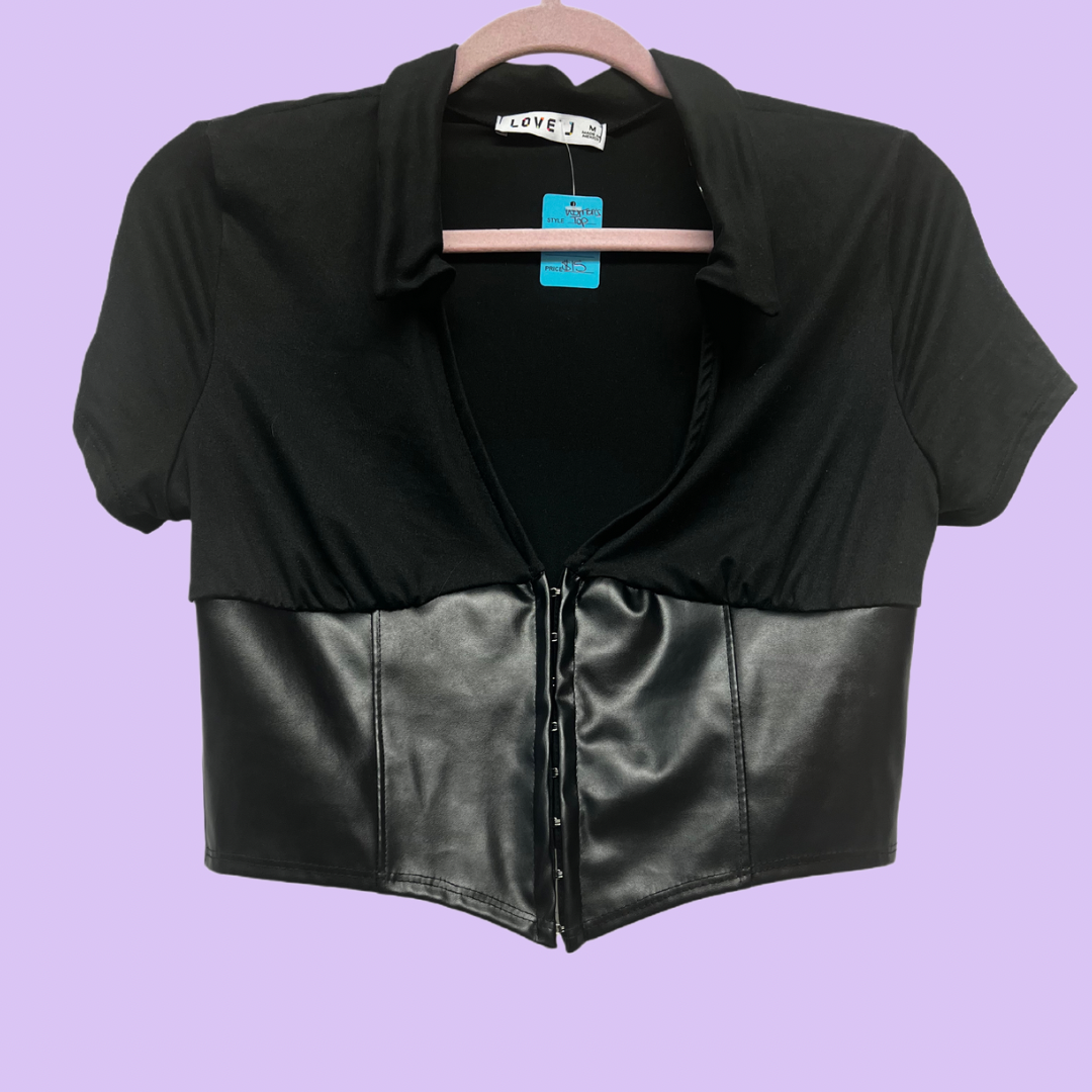 Black Faux Leather Top