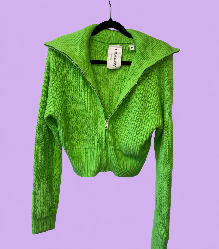Green Zip-Up Sweater