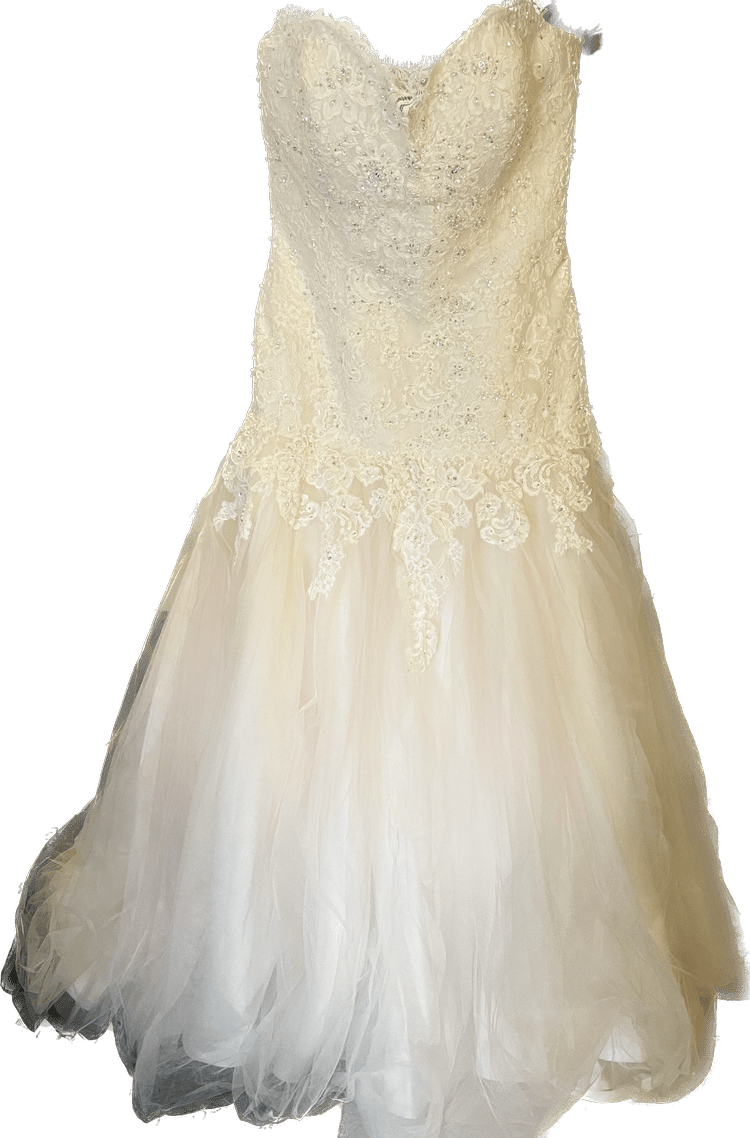 White/Rose Tulle Wedding Gown