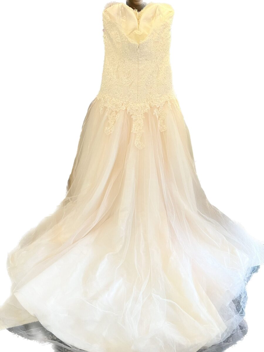 White/Rose Tulle Wedding Gown