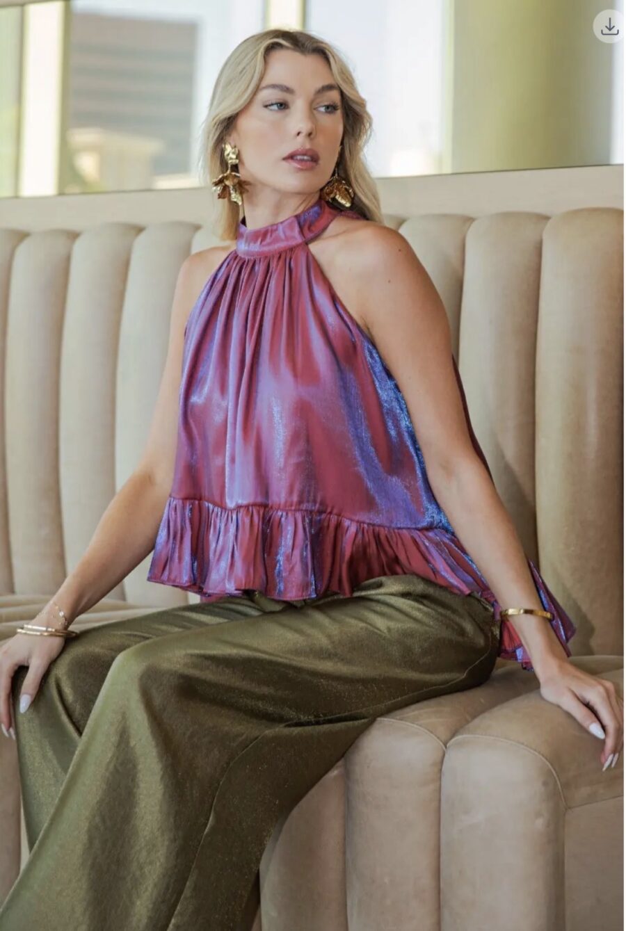 Ruffle Top with Back Neck Tie