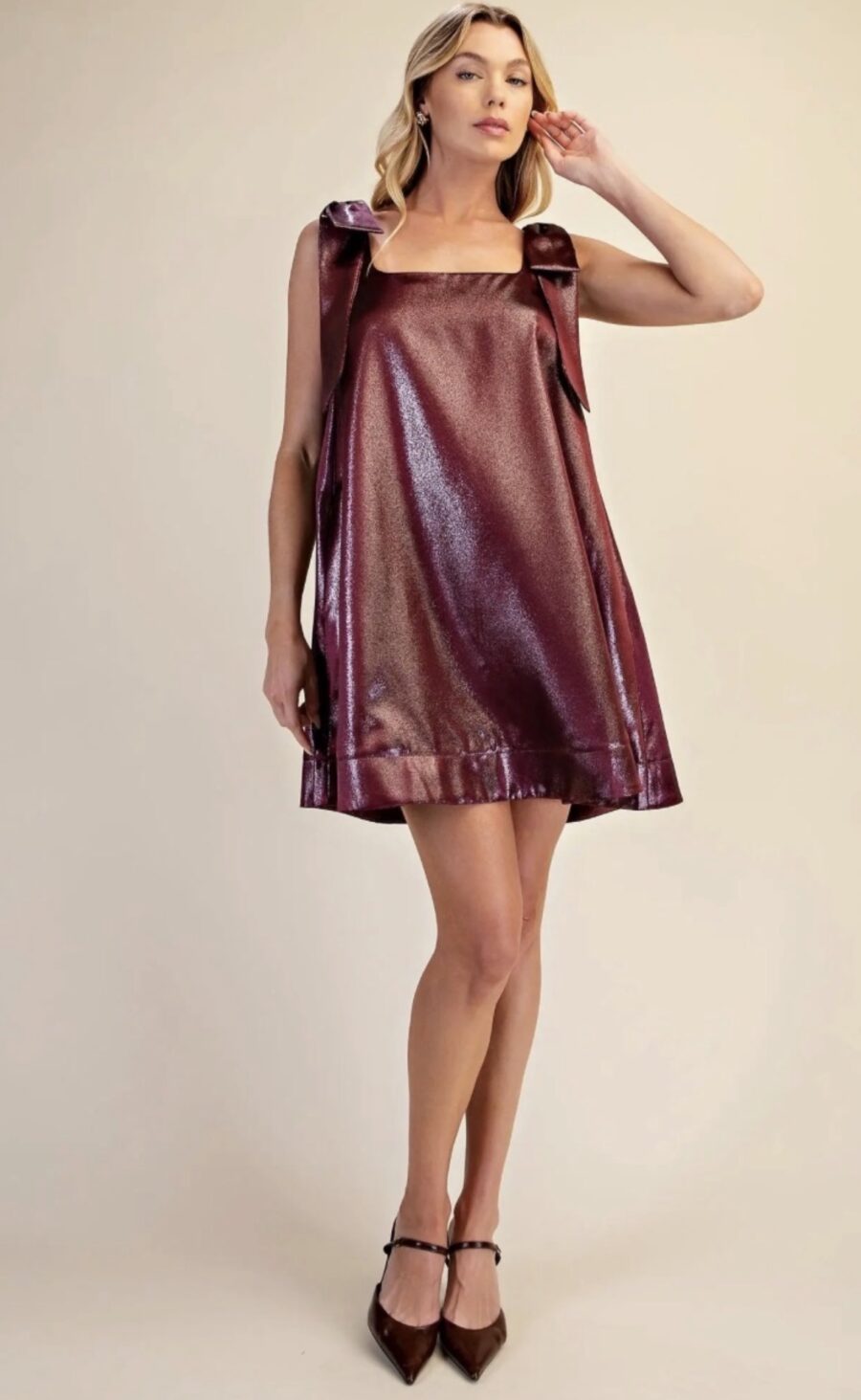 Glitter Bow Holiday Mini Dress