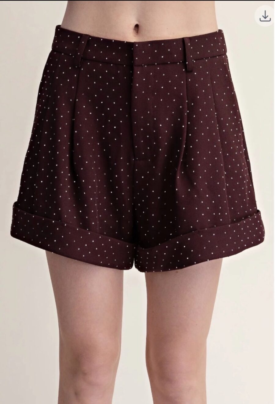 Rhinestone Cuffed Pleated Trouser Shirts
